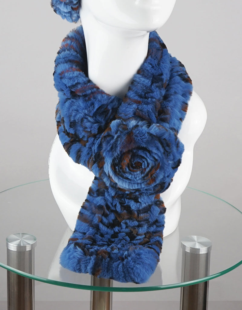 Rosette Scarf - Blue Animal