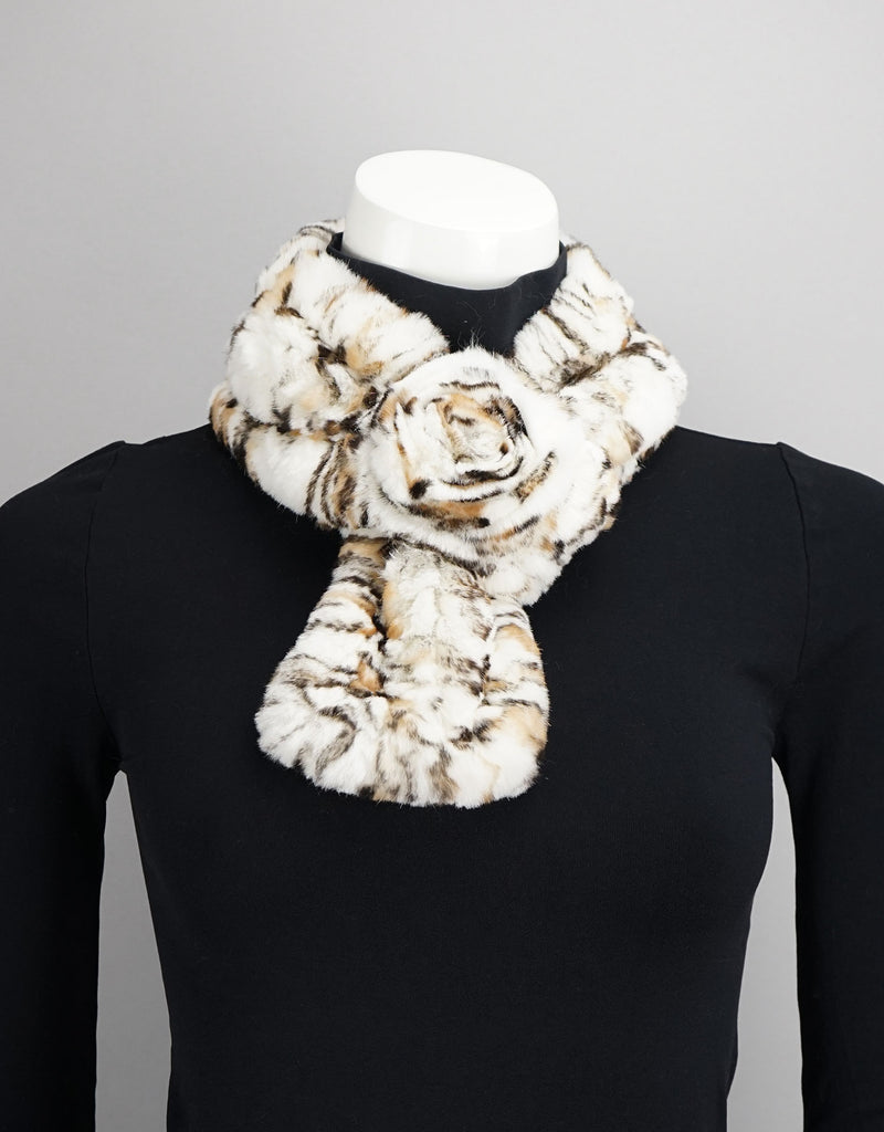 Rosette Scarf - Cream Animal