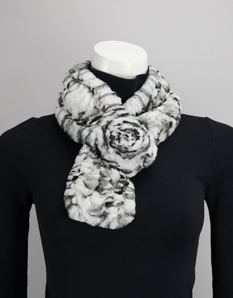 Rosette Scarf - Grey Animal