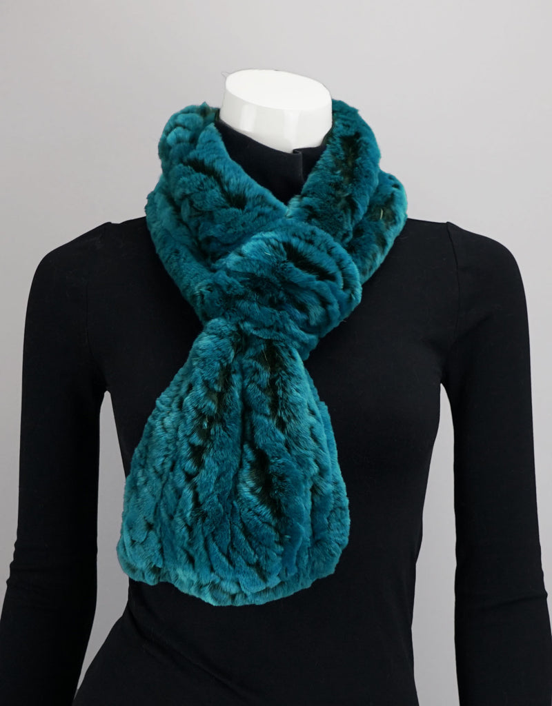 Cable Rex Scarf with Loop - Turquoise