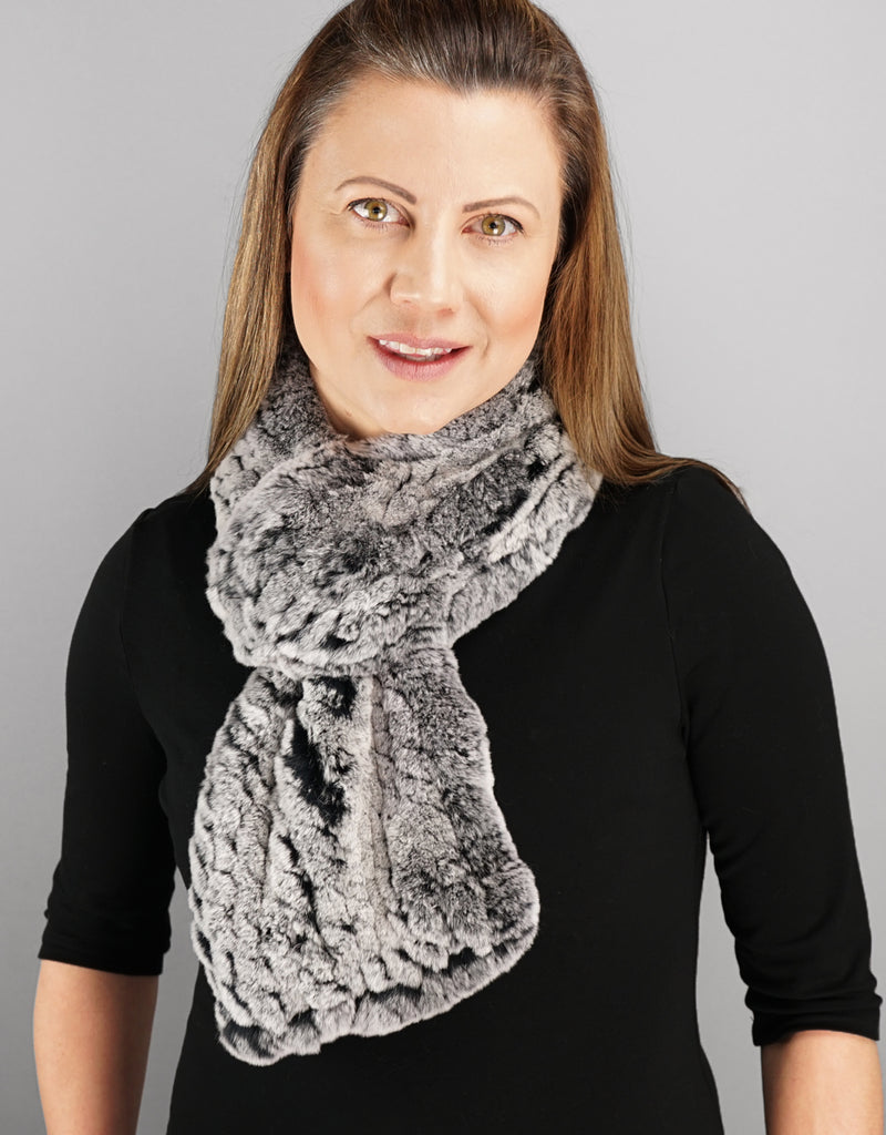 Cable Rex Scarf with Loop - Black Snow