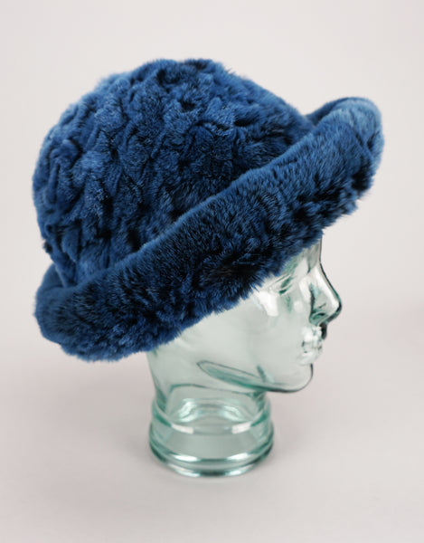 Woven Fur Hat - True Blue