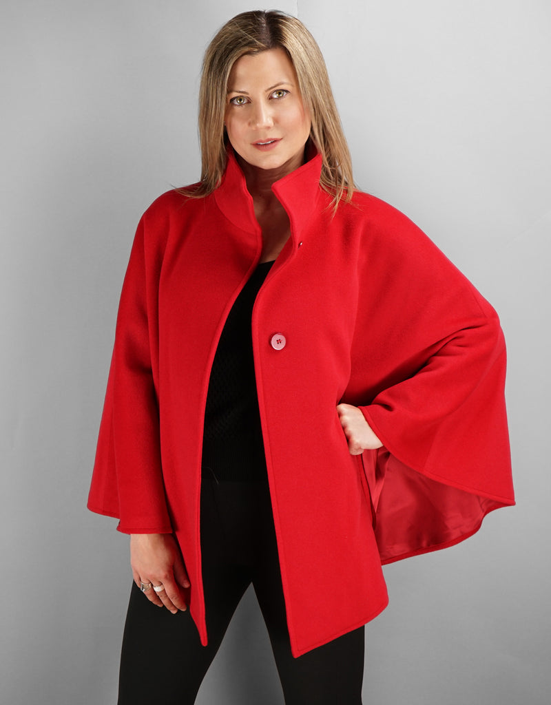 Belted Modern Cape/Jacket - Red