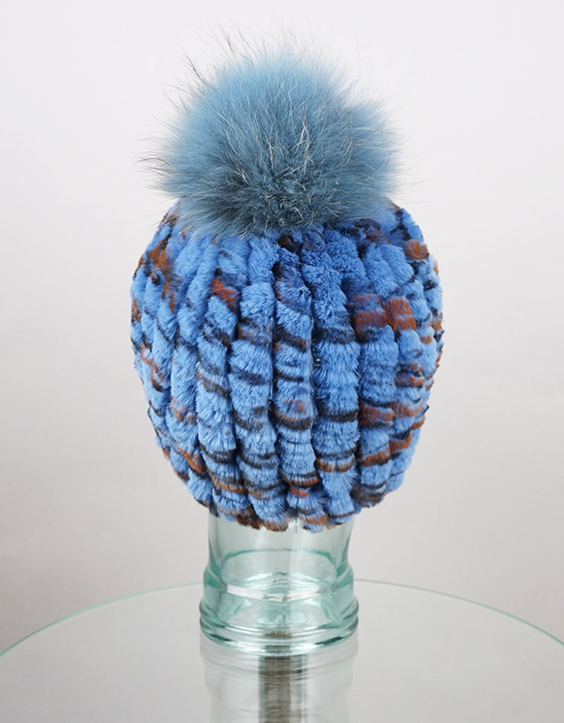 Classic Pom Pom Hat - Blue Animal