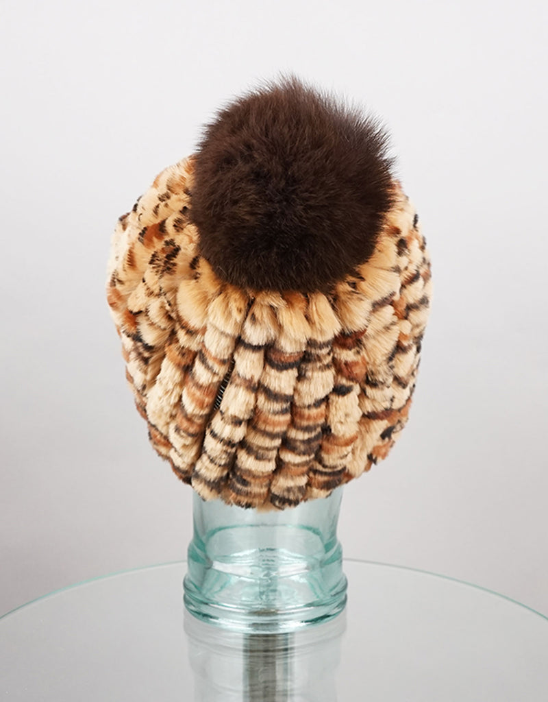 Classic Pom Pom Hat - Brown Animal