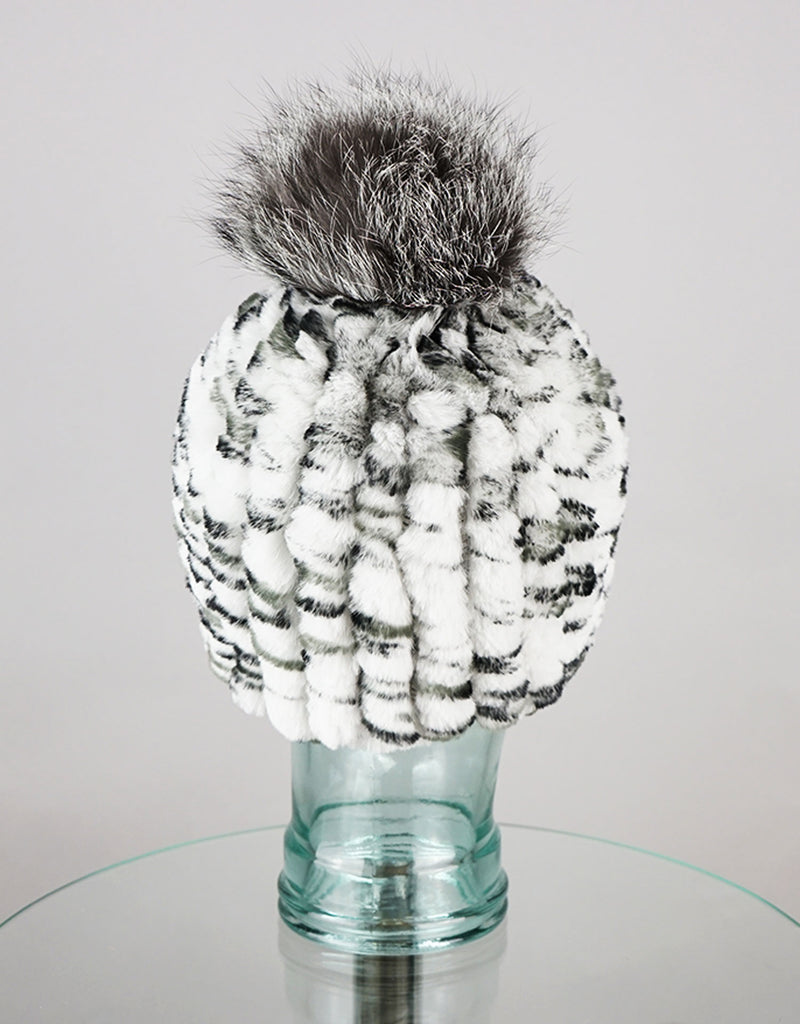 Classic Pom Pom Hat - Grey Animal