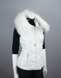 Hooded Vest with Fur Trim White