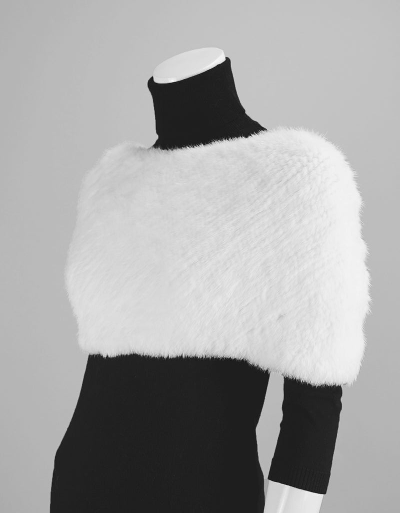 Minktail Stretch Cowl/ Shrug - White
