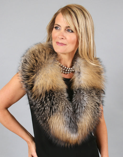 Lux Fur Collar- Fisher Dyed Silver - Snowflake