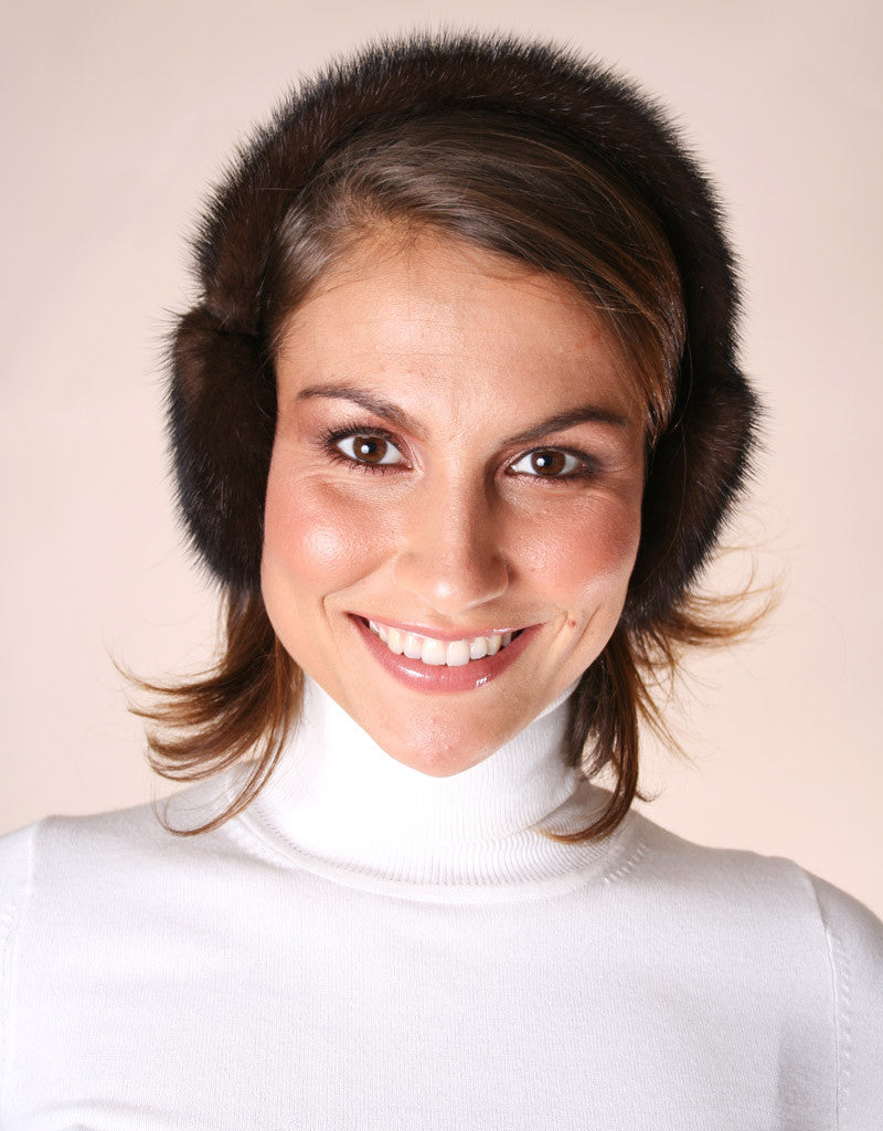 Mink All Fur Earmuff-Mahogany