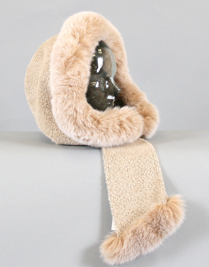 Hood with Fur Trim- Beige Dyed Lynx