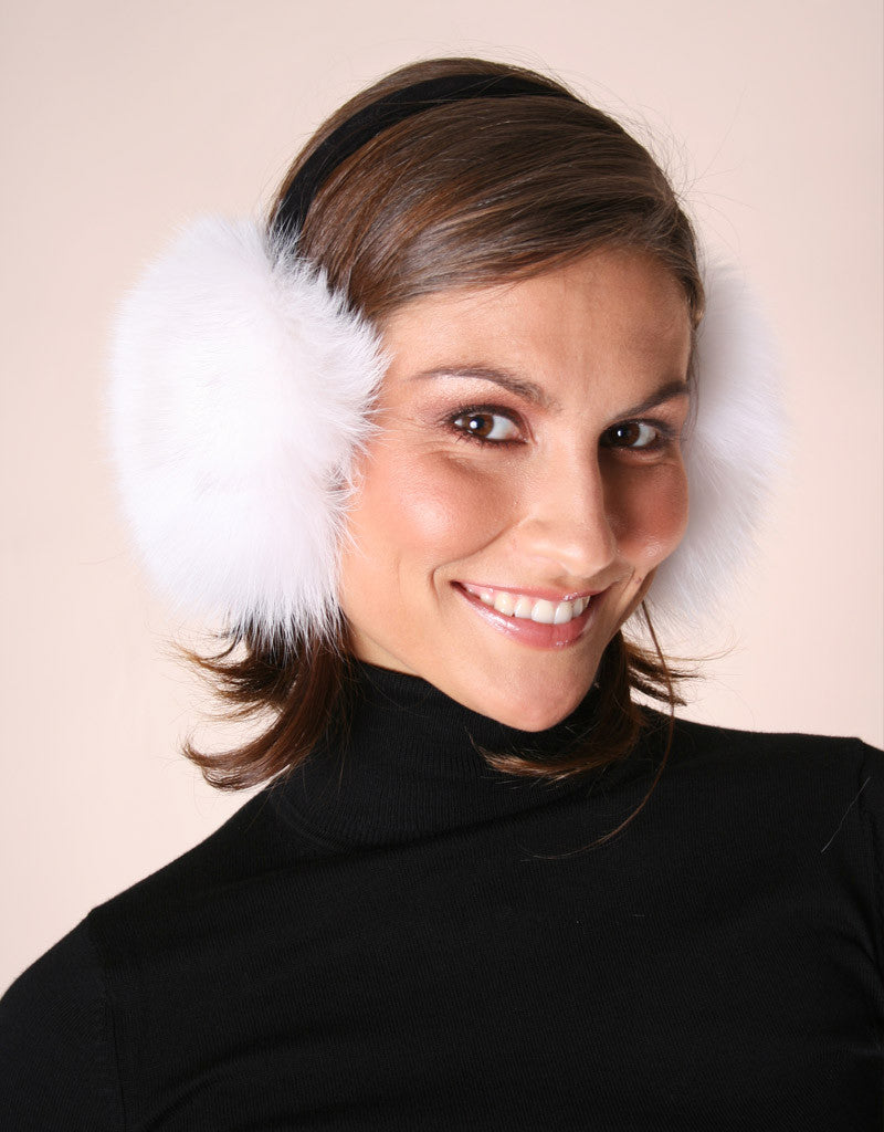 Velvet Band Fur Earmuff- White