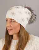 Sparkle Daisy Slouched Toque- White