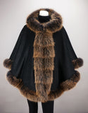 Full Band Hooded Alpaca Cape- Black Brown