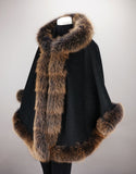 Full Band Hooded Alpaca Cape- Black Brown