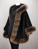 Full Band Hooded Alpaca Cape- Black Brown