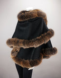 Full Band Hooded Alpaca Cape- Black Brown