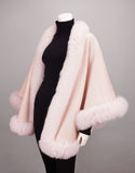 Cashmere Wool Blend Medium Round Cape - Pink