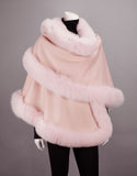 Cashmere Wool Blend Medium Round Cape - Pink