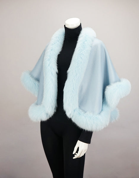 Petite Cashmere Cape - Baby Blue