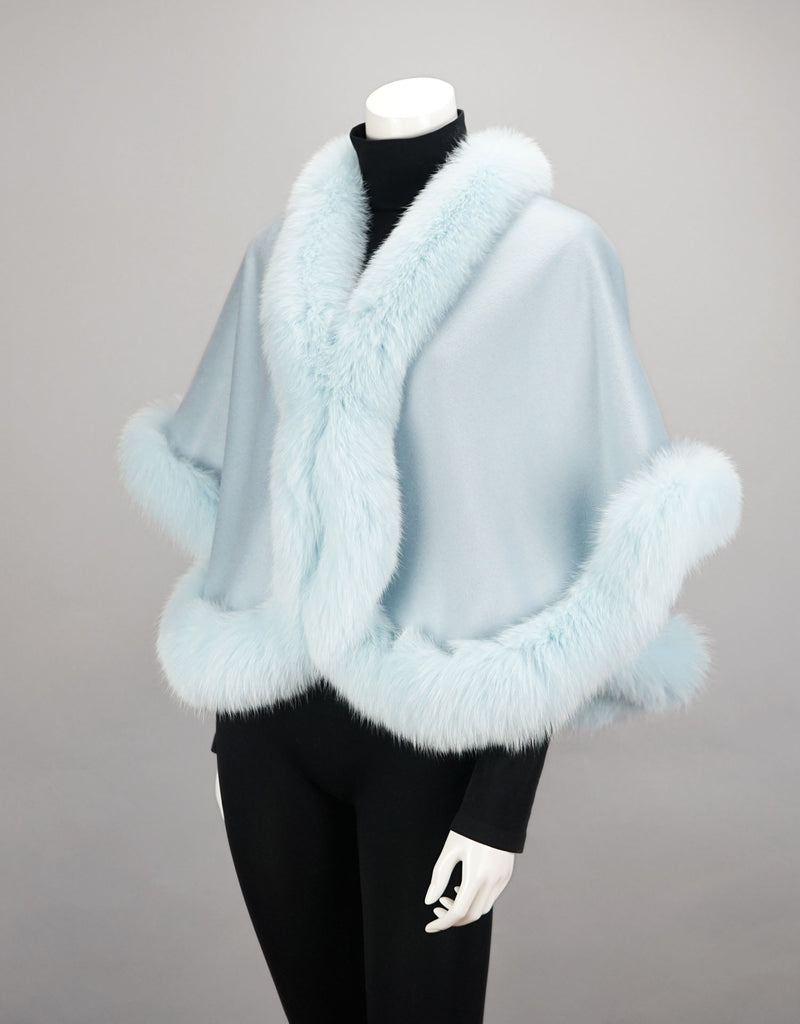Petite Cashmere Cape - Baby Blue