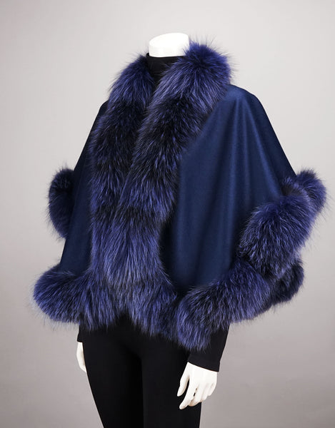 Petite Cashmere Blend Cape - Navy