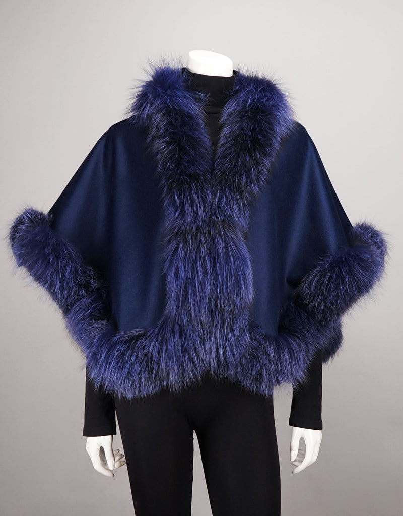 Petite Cashmere Blend Cape - Navy