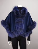 Petite Cashmere Blend Cape - Navy