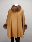Cashmere Mandarin Collar Cape- Camel