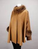 Cashmere Mandarin Collar Cape- Camel