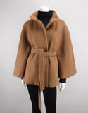 Belted Modern Cape/Jacket -Camel Melange