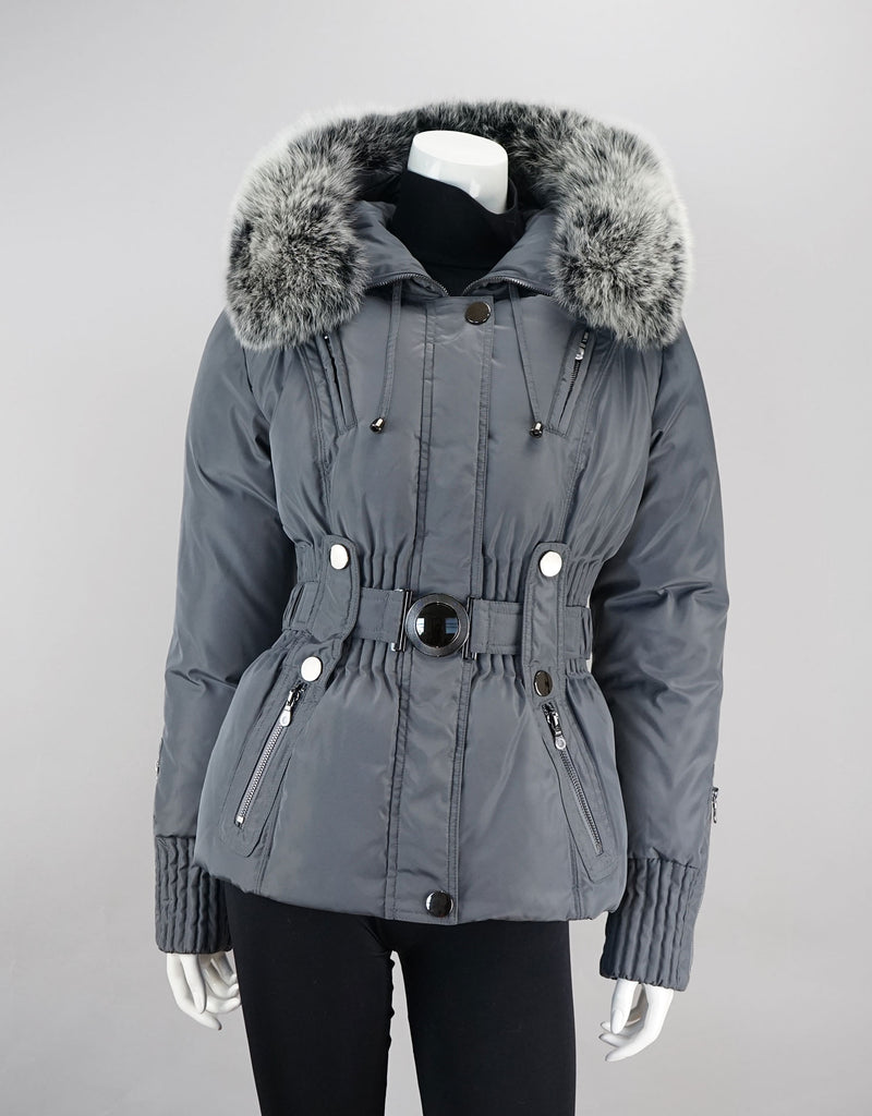 Belted Sporty Jacket-Charcoal Black Frost