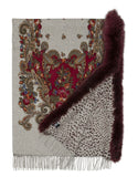Printed Cashmere Blend Shawl - Wine Flower