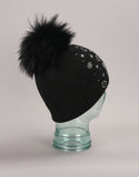 Circle Flower Rhinestone Hat- Black