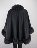Toscana Trim Cashmere Blend Cape - Black