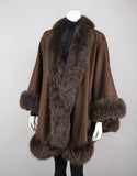 Toscana Trim Cashmere Blend Cape - Brown