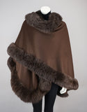 Toscana Trim Cashmere Blend Cape - Brown