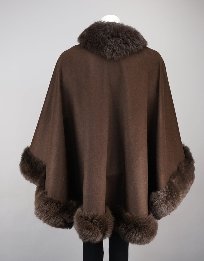 Toscana Trim Cashmere Blend Cape - Brown