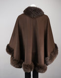 Toscana Trim Cashmere Blend Cape - Brown