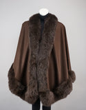 Toscana Trim Cashmere Blend Cape - Brown