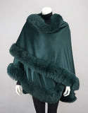 Toscana Trim Cashmere Blend Cape - Emerald