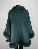 Toscana Trim Cashmere Blend Cape - Emerald