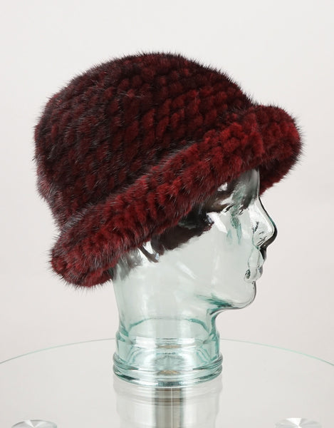 Mink Brim Hat - Burgundy