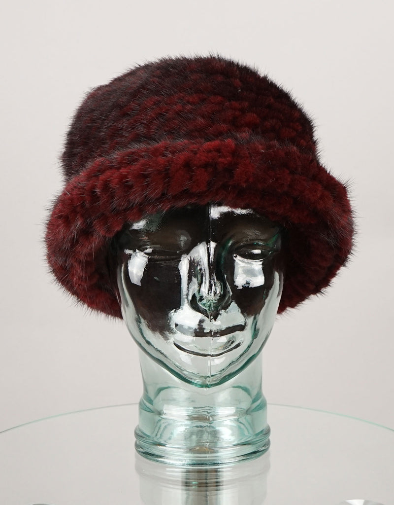 Mink Brim Hat - Burgundy