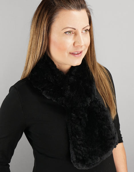 Cable Rex Scarf with Loop - Black