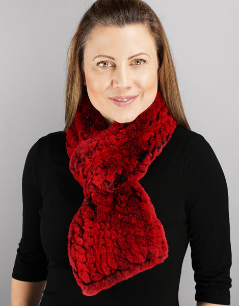 Cable Rex Scarf with Loop - Red Black