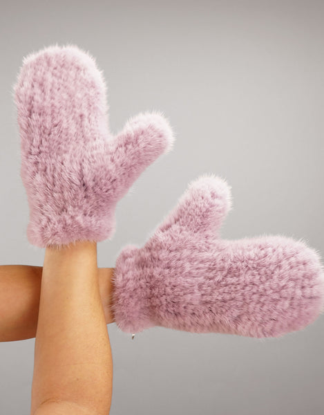 Mink Woven Mitten - Mauve