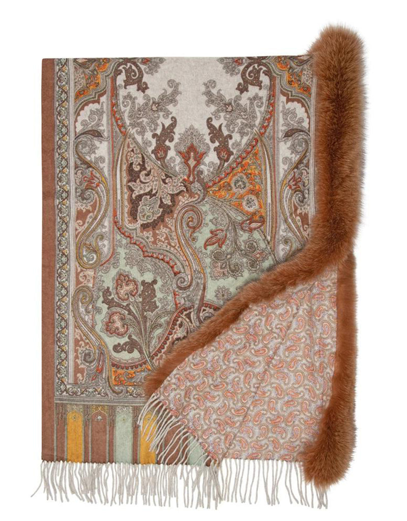 Printed Cashmere Blend Shawl - Brown