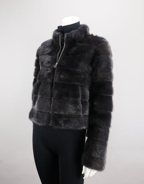 Mink Cropped Jacket - Graphite