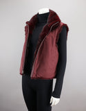Reversible Mink Vest - Burgundy